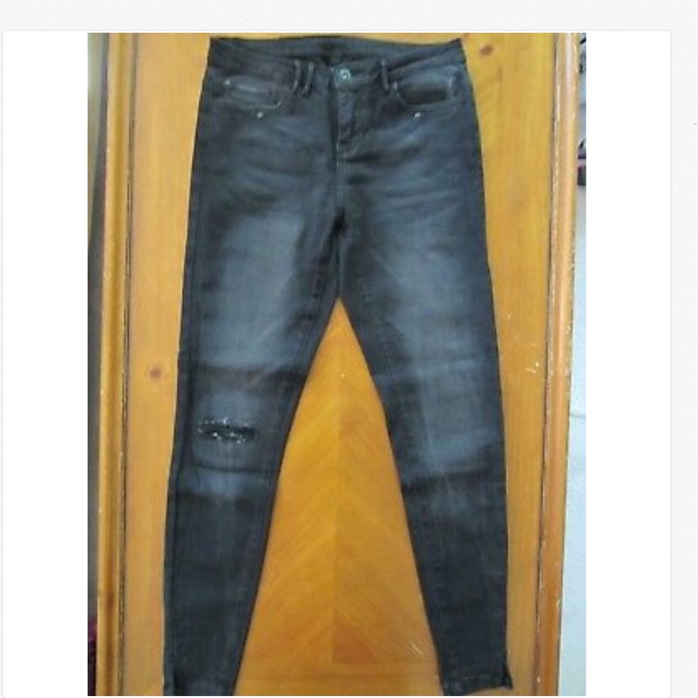 Iconic Denim Black Charcoal Grey Stretch Skinny Jeans Womens Jean Size 24” New